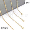 Gargantilla Basica 04.213.0088.20 Oro Laminado, Diamantado, Tono Dorado (02 MM Thickness, 20 Inches Length)