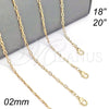 Gargantilla Basica 04.213.0088.20 Oro Laminado, Diamantado, Tono Dorado (02 MM Thickness, 20 Inches Length)