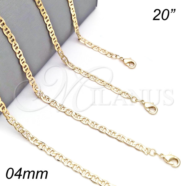 Gargantilla Basica 04.213.0107.20 Oro Laminado, Diseño de Mariner, Pulido, Tono Dorado (04 MM Thickness, 20 Inches Length)