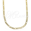 Gargantilla Basica 04.213.0110.24 Oro Laminado, Diseño de Figaro, Pulido, Tono Dorado (03 MM Thickness, 24 Inches Length)