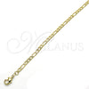 Gargantilla Basica 04.213.0110.24 Oro Laminado, Diseño de Figaro, Pulido, Tono Dorado (03 MM Thickness, 24 Inches Length)