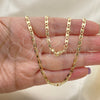 Gargantilla Basica 04.213.0070.24 Oro Laminado, Pulido, Tono Dorado (03 MM Thickness, 24 Inches Length)