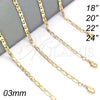 Gargantilla Basica 04.213.0070.24 Oro Laminado, Pulido, Tono Dorado (03 MM Thickness, 24 Inches Length)