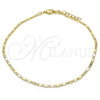 Tobillera Básica 04.213.0096.10 Oro Laminado, Pulido, Tono Dorado (02 MM Thickness, 10 Inches Length)