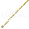 Tobillera Básica 04.213.0113.10 Oro Laminado, Diseño de Figaro, Pulido, Tono Dorado (Grosor 04.5 MM, 10 Pulgadas de Largo)