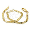 Pulsera Básica 03.63.1828.08 Oro Laminado, Diseño de Mariner, Pulido, Tono Dorado (0.80 Gauge, 04 MM Thickness, 8 Inches Length)