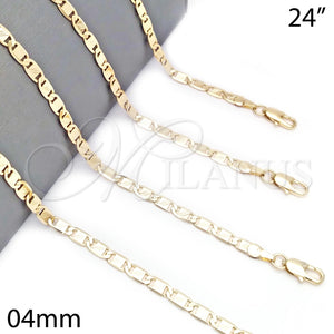 Gargantilla Basica 04.63.1346.24 Oro Laminado, Pulido, Tono Dorado (0.80 Gauge, 04 MM Thickness, 24 Inches Length)