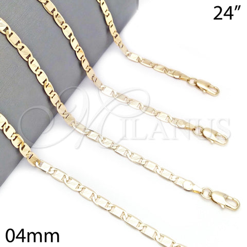 Gargantilla Basica 04.63.1346.24 Oro Laminado, Pulido, Tono Dorado (0.80 Gauge, 04 MM Thickness, 24 Inches Length)