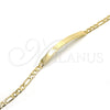 Pulsera con Placa 03.168.0017.08 Oro Laminado, Pulido, Tono Dorado (0.80 Gauge, 04 MM Thickness, 8 Inches Length)