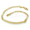 Pulsera con Placa 03.168.0017.08 Oro Laminado, Pulido, Tono Dorado (0.80 Gauge, 04 MM Thickness, 8 Inches Length)