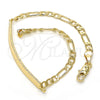 Pulsera con Placa 03.168.0017.08 Oro Laminado, Pulido, Tono Dorado (0.80 Gauge, 04 MM Thickness, 8 Inches Length)