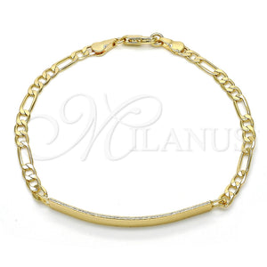Pulsera con Placa 03.168.0017.08 Oro Laminado, Pulido, Tono Dorado (0.80 Gauge, 04 MM Thickness, 8 Inches Length)