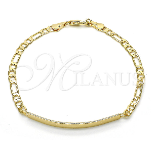 Pulsera con Placa 03.168.0017.08 Oro Laminado, Pulido, Tono Dorado (0.80 Gauge, 04 MM Thickness, 8 Inches Length)