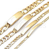 Pulsera con Placa 03.168.0017.08 Oro Laminado, Pulido, Tono Dorado (0.80 Gauge, 04 MM Thickness, 8 Inches Length)