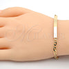 Pulsera con Placa 03.168.0018.08 Oro Laminado, Pulido, Tono Dorado (0.80 Gauge, 04 MM Thickness, 8 Inches Length)