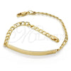 Pulsera con Placa 03.168.0018.08 Oro Laminado, Pulido, Tono Dorado (0.80 Gauge, 04 MM Thickness, 8 Inches Length)