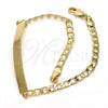 Pulsera con Placa 03.168.0018.08 Oro Laminado, Pulido, Tono Dorado (0.80 Gauge, 04 MM Thickness, 8 Inches Length)