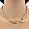 Collar y Pulsera 06.179.0001 Oro Laminado, Diseño de Llave Griega, Pulido, Tono Dorado