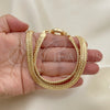 Collar y Pulsera 06.179.0001 Oro Laminado, Diseño de Llave Griega, Pulido, Tono Dorado