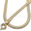 Collar y Pulsera 06.179.0001 Oro Laminado, Diseño de Llave Griega, Pulido, Tono Dorado