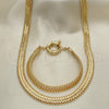 Collar y Pulsera 06.179.0001 Oro Laminado, Diseño de Llave Griega, Pulido, Tono Dorado
