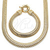 Collar y Pulsera 06.179.0001 Oro Laminado, Diseño de Llave Griega, Pulido, Tono Dorado