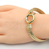 Pulsera Elegante 03.179.0024.08 Oro Laminado, Diseño de Llave Griega, Pulido, Tono Dorado (09 MM Thickness, 8 Inches Length)