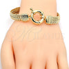 Pulsera Elegante 03.179.0024.08 Oro Laminado, Diseño de Llave Griega, Pulido, Tono Dorado (09 MM Thickness, 8 Inches Length)