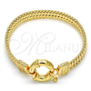 Pulsera Elegante 03.179.0024.08 Oro Laminado, Diseño de Llave Griega, Pulido, Tono Dorado (09 MM Thickness, 8 Inches Length)