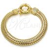 Pulsera Elegante 03.179.0024.08 Oro Laminado, Diseño de Llave Griega, Pulido, Tono Dorado (09 MM Thickness, 8 Inches Length)