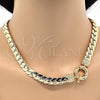 Collar y Pulsera 06.179.0002.18 Oro Laminado, Diseño de Llave Griega, Pulido, Tono Dorado