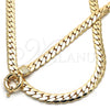 Collar y Pulsera 06.179.0002.18 Oro Laminado, Diseño de Llave Griega, Pulido, Tono Dorado