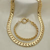Collar y Pulsera 06.179.0002.18 Oro Laminado, Diseño de Llave Griega, Pulido, Tono Dorado