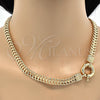 Collar y Pulsera 06.179.0003 Oro Laminado, Diseño de Llave Griega, Pulido, Tono Dorado