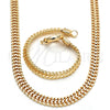 Collar y Pulsera 06.179.0003 Oro Laminado, Diseño de Llave Griega, Pulido, Tono Dorado