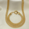Collar y Pulsera 06.179.0003 Oro Laminado, Diseño de Llave Griega, Pulido, Tono Dorado