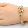 Pulsera Elegante 03.179.0026.08 Oro Laminado, Diseño de Llave Griega, Pulido, Tono Dorado (09 MM Thickness, 8 Inches Length)