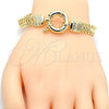 Pulsera Elegante 03.179.0026.08 Oro Laminado, Diseño de Llave Griega, Pulido, Tono Dorado (09 MM Thickness, 8 Inches Length)