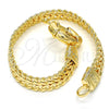 Pulsera Elegante 03.179.0026.08 Oro Laminado, Diseño de Llave Griega, Pulido, Tono Dorado (09 MM Thickness, 8 Inches Length)