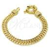 Pulsera Elegante 03.179.0026.08 Oro Laminado, Diseño de Llave Griega, Pulido, Tono Dorado (09 MM Thickness, 8 Inches Length)