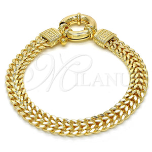 Pulsera Elegante 03.179.0026.08 Oro Laminado, Diseño de Llave Griega, Pulido, Tono Dorado (09 MM Thickness, 8 Inches Length)