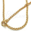 Collar y Pulsera 06.179.0005.18 Oro Laminado, Diseño de Cola de Raton y Llave Griega, Pulido, Tono Dorado