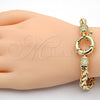 Pulsera Básica 03.179.0028.08 Oro Laminado, Diseño de Cola de Raton y Llave Griega, Pulido, Tono Dorado (07 MM Thickness, 8 Inches Length)