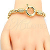 Pulsera Básica 03.179.0028.08 Oro Laminado, Diseño de Cola de Raton y Llave Griega, Pulido, Tono Dorado (07 MM Thickness, 8 Inches Length)