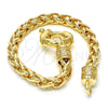 Pulsera Básica 03.179.0028.08 Oro Laminado, Diseño de Cola de Raton y Llave Griega, Pulido, Tono Dorado (07 MM Thickness, 8 Inches Length)