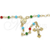 Rosario Fino 09.63.0111.18 Oro Laminado, Diseño de Caridad del Cobre y Crucifijo, con Azavache Multicolor, Pulido, Tono Dorado