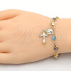 Rosario de Pulsera 09.63.0113.08 Oro Laminado, Diseño de Caridad del Cobre y Crucifijo, Resinado Multicolor, Tono Dorado