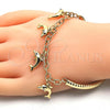 Pulsera de Dije 03.63.1829.08 Oro Laminado, Diseño de Delfín y Hueco, con Blanca Cristal, Diamantado, Tono Dorado (05 MM Thickness, 8 Inches Length)