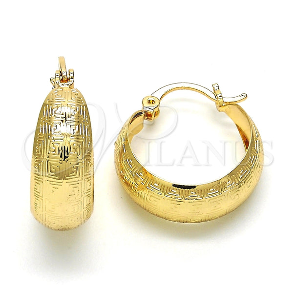 Argolla Pequeña 02.106.0003.20 Oro Laminado, Diseño de Llave Griega, Pulido, Tono Dorado