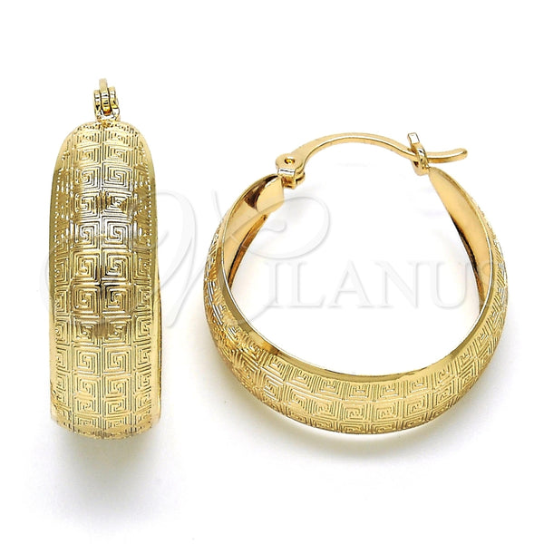 Argolla Mediana 02.106.0003.30 Oro Laminado, Diseño de Llave Griega, Pulido, Tono Dorado